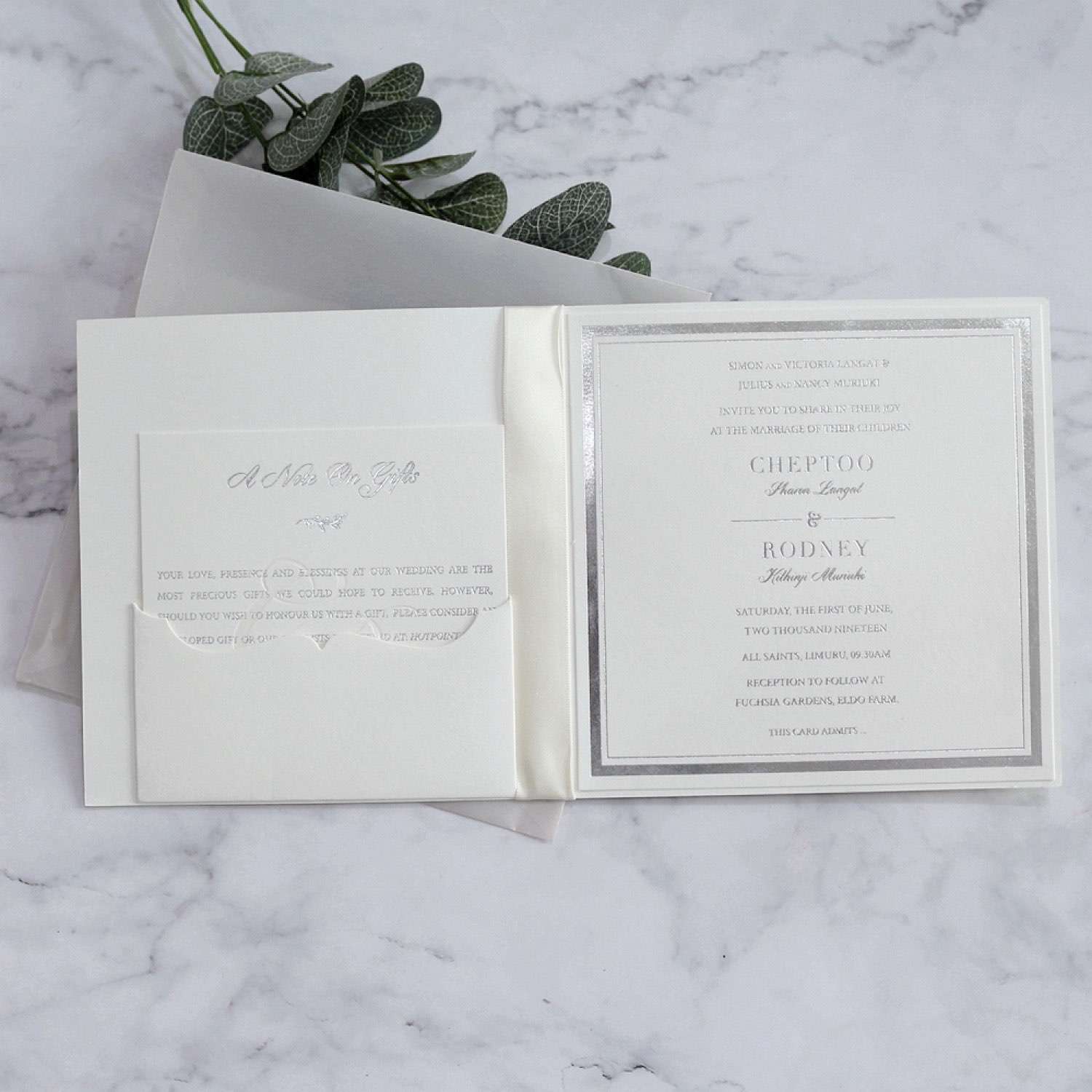 Square Invitation Card with Vellum Paper Envelope Elegant Invitation Customized